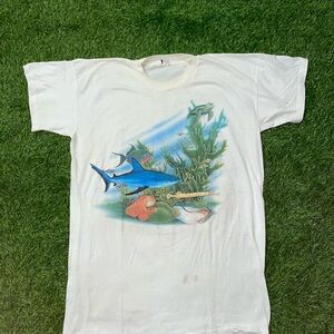 Vintage 80s sea ocean fish 1988 t shirt size one size